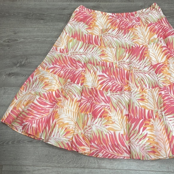 Ruby Rd. Woman A-Line Maxi Tiered Pull On Skirt Palm Fronds 24W - Picture 8 of 14